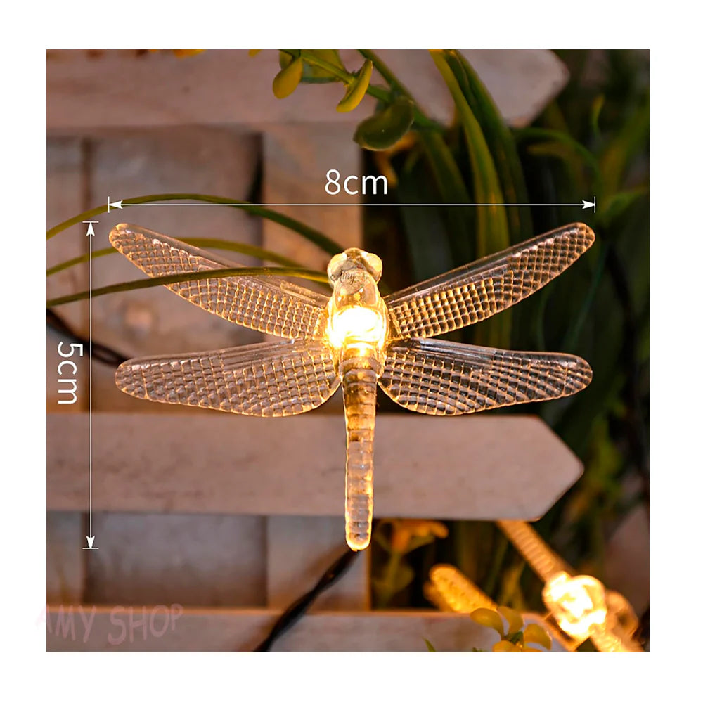 LUZ NAVIDEÑA LIBÉLULAS DECORATIVAS X 7MT 50 LIBÉLULAS