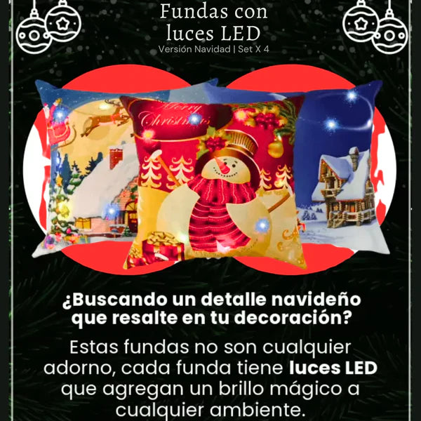 FUNDAS COJINES NAVIDEÑOS CON LUZ LED OFERTA PAGUE 3 LLEVE 4