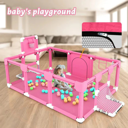 CORRAL EXTRAGRANDE 2 MT CON PUERTA, CESTA Y DOS CANCHAS + OBSEQUIO PELOTAS👶🏼 + ENVÍO GRATIS!
