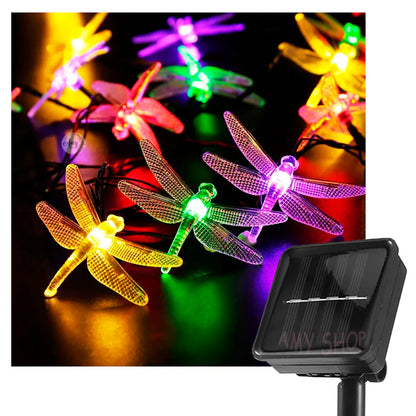 LUZ NAVIDEÑA LIBÉLULAS DECORATIVAS X 7MT 50 LIBÉLULAS