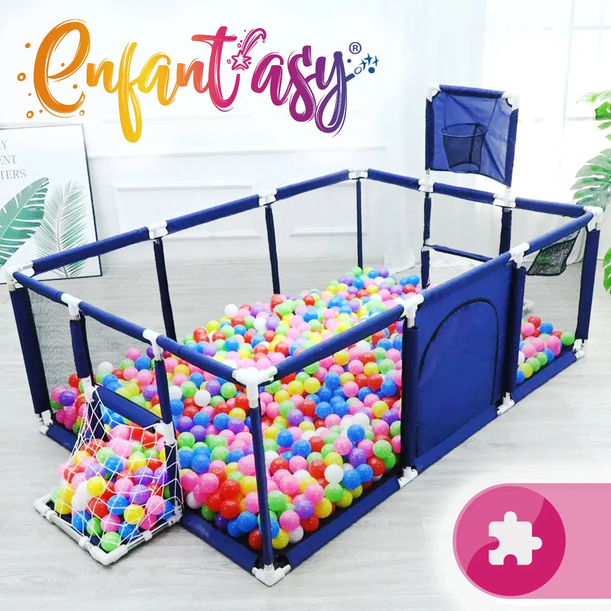 CORRAL EXTRAGRANDE 2 MT CON PUERTA, CESTA Y DOS CANCHAS + OBSEQUIO PELOTAS👶🏼 + ENVÍO GRATIS!