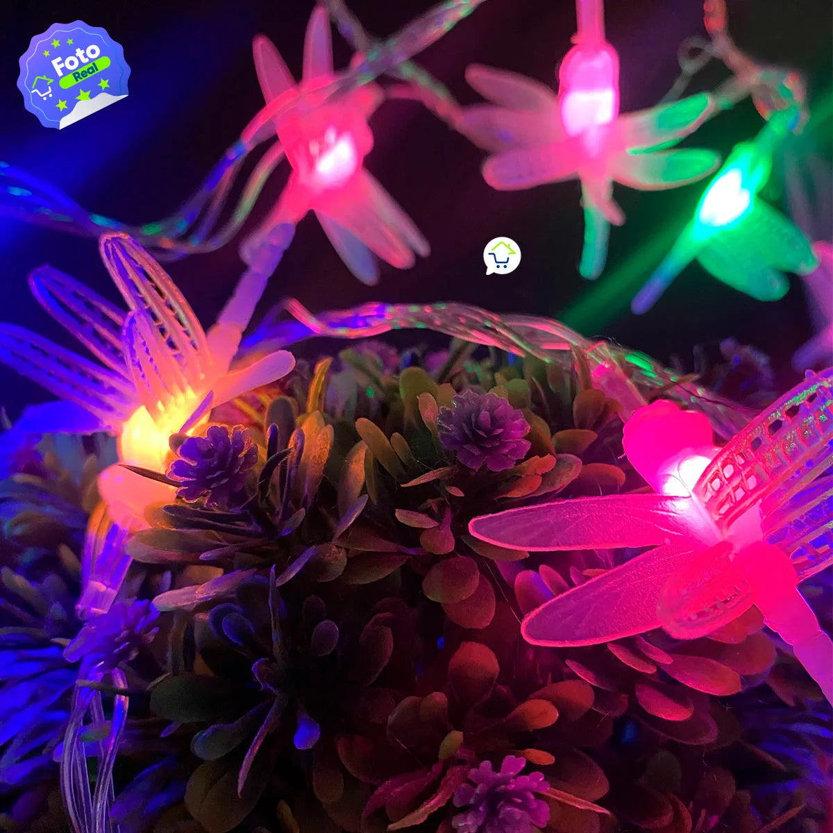 LUZ NAVIDEÑA LIBÉLULAS DECORATIVAS X 7MT 50 LIBÉLULAS