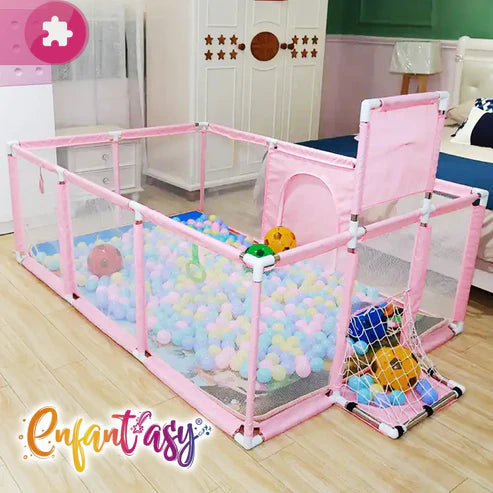 CORRAL EXTRAGRANDE 2 MT CON PUERTA, CESTA Y DOS CANCHAS + OBSEQUIO PELOTAS👶🏼 + ENVÍO GRATIS!